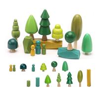 OESSUF 14 PCS Giocattoli in Legno - decorazione per Foresta, Alberi di Varie Dimensioni Rustica per Domestica e Cameretta dei Bambini