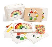 OESSUF giocattoli Montessori da 3 anni, reversibile arcobaleno puzzle di legno colore selezione clip perline bordo gioco educativo giocattolo regalo per bambini ragazzi e ragazze 3 4 5 anni