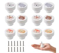 OESSUF Pomelli per Mobili in Legno, 12 Pezzi 35mm Rotondi Maniglie con Viti per la Armadi, Cassetti, Comodino, Cucina, Soggiorno, Stanza dei Bambini