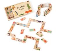 OESSUF Set di 28 puzzle in legno per bambini, con contenitore montessori, giocattolo per 3 anni, puzzle educativo, gioco per bambini, regalo di compleanno