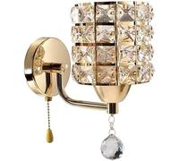 OEUBEQ Applique a LED per Camera da Letto e Soggiorno, Lussuosa Applique da Parete in Cristallo con Cordino di trazione, Spina E27, Pendente in Cristallo Dorato, Decorazione da Parete, AP