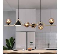 OEUBEQ Lampadario a sospensione a soffitto Lampadario lineare di metà secolo per lampada a sospensione ad isola cucina con paralume a 6 sfere di vetro chiaro Altezza regolabile Apparecchi
