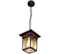 OEUBEQ Lampadario in Ottone Tradizionale, Lampada a Sospensione da soffitto, Lampada a Sospensione da Balcone, Impermeabile IP55, lampadario Esterno Quadrato in Vetro, Decorazione da terr