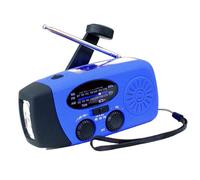 OEUBEQ Radio Solare Portatile con FM, Radio Solare a manovella, Radio a manovella di Emergenza e Torcia per emergenze, Campeggio Blue