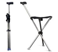 OEUBEQ Sgabello Pieghevole con Base in Canna, Bastone da Passeggio bilanciato Adatto ai Viaggi, bastoni da Passeggio Pieghevoli e multifunzionali, Altezza Regolabile, Design Unisex per Anziani