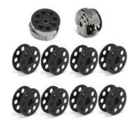 OEUTSCGPB Accessori for Macchine da Cucire industriali 10 Bobine Nere da 25 mm Taglia M n. 18034 e 2 Bobine Porta Bobina 18045 compatibili for Singer e Brother