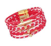 OEUVREBY Braccialetto magnetico multistrato in pelle multicolore stampa leopardata accessorio moda regalo San Valentino gioielli braccialetto blu, as description, Plastica, come descrizione