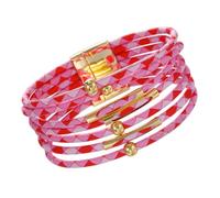 OEUVREBY Braccialetto magnetico multistrato in pelle multicolore stampa leopardata accessorio moda regalo San Valentino gioielli braccialetto blu, as description, Plastica, come descrizione