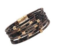 OEUVREBY Braccialetto magnetico multistrato in pelle multicolore stampa leopardata accessorio moda regalo San Valentino gioielli braccialetto blu, as description, Plastica, come descrizione