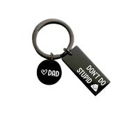 OEUVREBY Don't Do Stupid Portachiavi in metallo con incisione a forma di lettera portachiavi con fibbia adorabile divertente ciondolo in acciaio inox regalo per amici madre, Padre, father