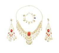 OEUVREBY india danza del ventre gioielli diamante collana orecchini naso catena D blu, as description, Poliestere