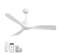 OFANTOP 132 cm Ventilatore da Soffitto con Illuminazione LED per Veranda, Pale ABS Opaco Bianco, IP44, 6 Velocità con Telecomando