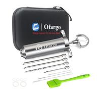 Ofargo Siringa per Carne, Siringa per Marinata con 4 Aghi per Carne in Acciaio Inossidabile, Siringa Alimentare per Manzo, Pollo, Maiale, Tacchino; 60 ml/2 oz, Include le istruzioni per l'uso