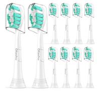 Ofashu Replacement Toothbrush Heads Compatible with Philips Sonicare Protectiveclean C1 C2 4100 5100 6100 9024 6250, White, 10 Sonic Electric Brush Head (Green White, Medium)