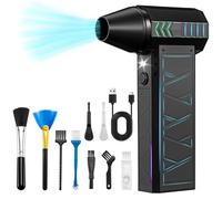 Ofeace Aria Compressa Elettrico a 4 Velocità, 180000 Giri/Min Aspirapolvere Per Computer e Elettrico Rimuovi Polvere con luce LED, Soffiatore ad Aria Compressa con Batteria Per PC,Tastiera (Nero)