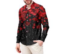 ofeirhz Camicie da uomo a maniche lunghe Camicia con stampa a cuore di San Valentino Button Down Casual Smart Incontri Camicie Non stirare Colletto rovesciato Camicia da festival Primavera e autunno