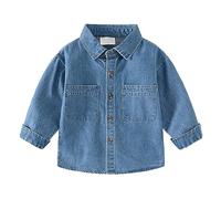 ofeirhz Camicie per bambini con cravatta autunnale da ragazzo, a maniche lunghe, con risvolto, in denim, casual, alla moda, maglietta Bad Boys (blu, 4-5 anni)