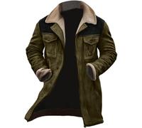 ofeirhz Cappotto da uomo multi tasche foderato in pile retrò giacche invernali con cerniera intera casual risvolto giacca in pile lungo pesante antivento top coat termico neve sci escursionismo caldo