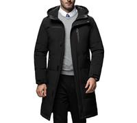 ofeirhz Cappotto da uomo trapuntato con cappuccio lungo top coat full zip multi tasche antivento piumino pesante cuciture nastrate e borsa ripiegabile cappotti multiuso neve sci escursionismo caldo