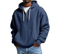 ofeirhz Felpe con cappuccio da uomo con zip a quarto e waffle felpe con cappuccio leggere traspiranti da palestra felpe con cappuccio a costine tinta unita polsino Activewear maglietta alla moda