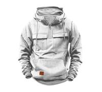 ofeirhz Felpe con cappuccio da uomo Uk Work Tactical Military Patchwork Cargo Felpa con cappuccio a maniche lunghe con zip a quarto Felpe con cappuccio Multi Tasche Moda Allenamento Palestra Pullover