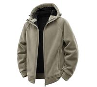 ofeirhz Giacche invernali da uomo con zip intera foderate in pile cappotti con cappuccio softshell antivento ripiegabile giacca in pile leggero sciolto casual spesso top coat termico corsa golf