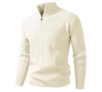 ofeirhz Maglione da uomo con cerniera a un quarto e collo alto, lavorato a maglia, a maniche lunghe, facile da pulire, termico, casual, polsini elasticizzati, per il tempo libero, il golf, i viaggi