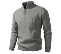 ofeirhz Maglione da uomo con cerniera a un quarto e collo alto, lavorato a maglia, a maniche lunghe, facile da pulire, termico, casual, polsini elasticizzati, per il tempo libero, il golf, i viaggi