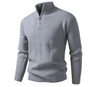 ofeirhz Maglione da uomo con cerniera a un quarto e collo alto, lavorato a maglia, a maniche lunghe, facile da pulire, termico, casual, polsini elasticizzati, per il tempo libero, il golf, i viaggi