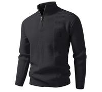 ofeirhz Maglione da uomo con cerniera a un quarto e collo alto, lavorato a maglia, a maniche lunghe, facile da pulire, termico, casual, polsini elasticizzati, per il tempo libero, il golf, i viaggi
