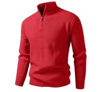 ofeirhz Maglione da uomo con cerniera a un quarto e collo alto, lavorato a maglia, a maniche lunghe, facile da pulire, termico, casual, polsini elasticizzati, per il tempo libero, il golf, i viaggi