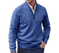 ofeirhz Maglioni da uomo con scollo a V UK, maglione in cotone con cerniera a 1/4, maglione lavorato a maglia con zip a quarto pullover in misto cotone caldo maglione invernale di qualità lavorato a