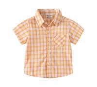 ofeirhz Top per bambini con fori per il pollice, giacca a quadri a maniche corte con risvolto verso il basso, camicia per bambini e ragazze, top per bambini e bambine, top per torte Its a Boy (giallo