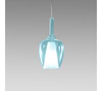 OFELIA S/10 - VETRO BLU-TRASPARENTE E PORTALAMPADA BIANCO 1 LUCE ATTACCO E27 CAVO TRASPARENTE SENZA BASE DI ATTACCO D.20CM