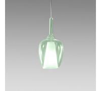 OFELIA S/10 - VETRO VERDE-TRASPARENTE E PORTALAMPADA BIANCO 1 LUCE ATTACCO E27 CAVO TRASPARENTE SENZA BASE DI ATTACCO D.20CM