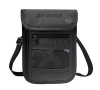 Off-Block - Busta RFID con 5 scomparti, con finestrella sul petto, per la massima sicurezza, protezione contro il furto di dati, smartphone, passaporto, carte di credito, Nero , moderno