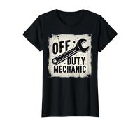 off Duty Meccanico Vintage Chiave Cartello Garage Decor Maglietta, Donna, Nero, L