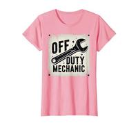 off Duty Meccanico Vintage Chiave Cartello Garage Decor Maglietta, Donna, Rosa, 3XL