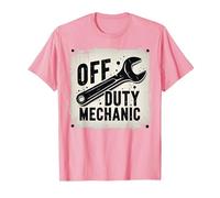 off Duty Meccanico Vintage Chiave Cartello Garage Decor Maglietta, Uomo, Rosa, XXL