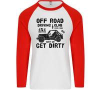 Off Road Driving Club Get Dirty 4X4 Divertente Uomo L/S Maglietta Baseball