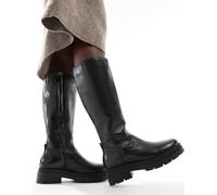 Off The Hook - Bond - Stivali al ginocchio stile biker neri in pelle-Nero 42