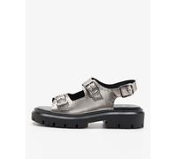 Off The Hook - Boston Triple - Sandali western in pelle color argento con suola spessa e triplo cinturino 41