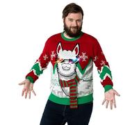 OFF THE RACK Maglione natalizio unisex da uomo, con Babbo Natale, Rudolph, lama e renna, albero di Natale, per feste, maglioni, Lama freddo, 3XL