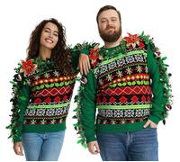 OFF THE RACK Ugly Christmas Sweater Ugly Christmas Sweater Felpa con cappuccio unisex per Natale, Festive Arm Candy, S