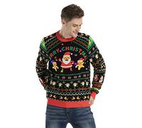 OFF THE RACK Unisex LED Light Up Ugly Christmas Jumper Sweater for Men & Women Maglione, Season's Shake off, L Regular Uomo