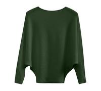 Off The Shoulder Jumper Ladies Trendy Batwing Sleeve Rib Knit Jumpers Plus Size Spring Pullover Maglioni Vintage Uscire Maglioni Comodo Smart Casual Maglieria Top, Verde, XXXXXXL