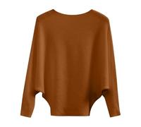 Off The Shoulder Jumper Ladies Trendy Batwing Sleeve Rib Knit Jumpers Plus Size Spring Pullover Maglioni Vintage Uscire Maglioni Comodo Smart Casual Maglieria Top, Caff, XXXXXXL
