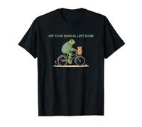 off To Be Radical Left Frog And Cat in Bicicletta Maglietta