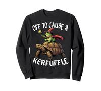 off to Cause a Kerfuffle Funny Whimsical Frog Wizard Turtle Felpa