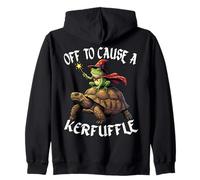 off to Cause a Kerfuffle Funny Whimsical Frog Wizard Turtle Felpa con Cappuccio